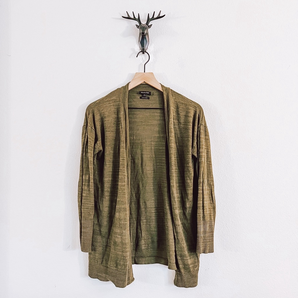 Massimo Dutti Women's Olive Green Cardigan Sweater Size Small